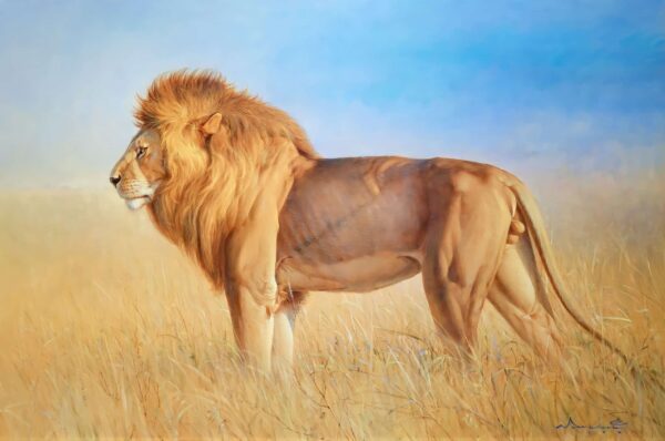 Lion in the Savannah – 180 x 130 cm Art Gallery