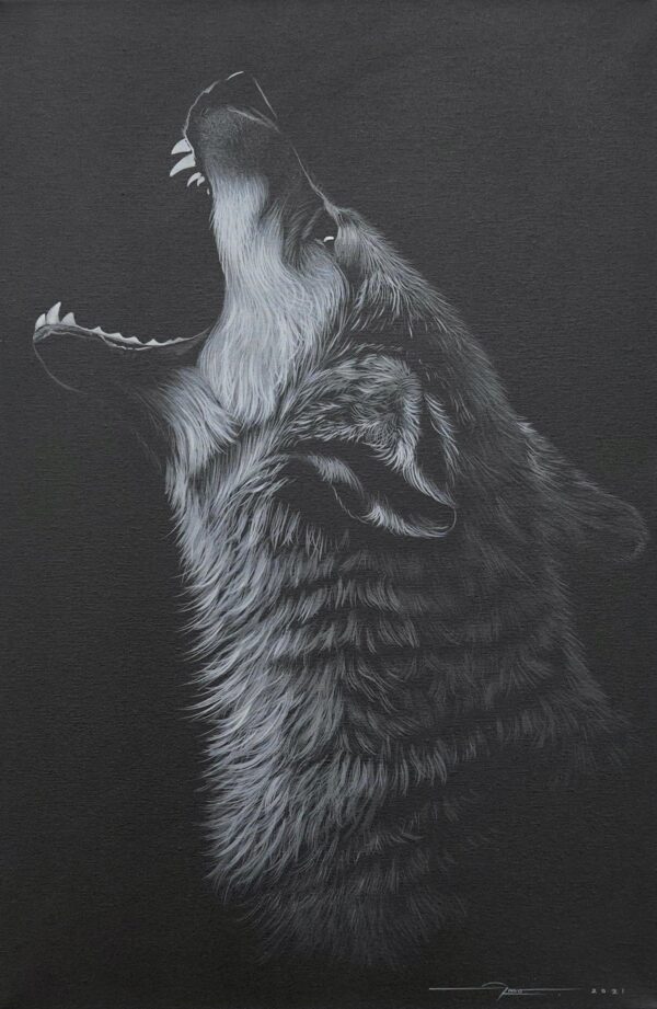 Howling Wolf at the Moon – 40 X 60 cm Art Gallery