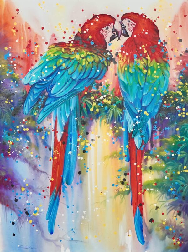 Pair of red parrots – 90 X 120 cm Art Gallery